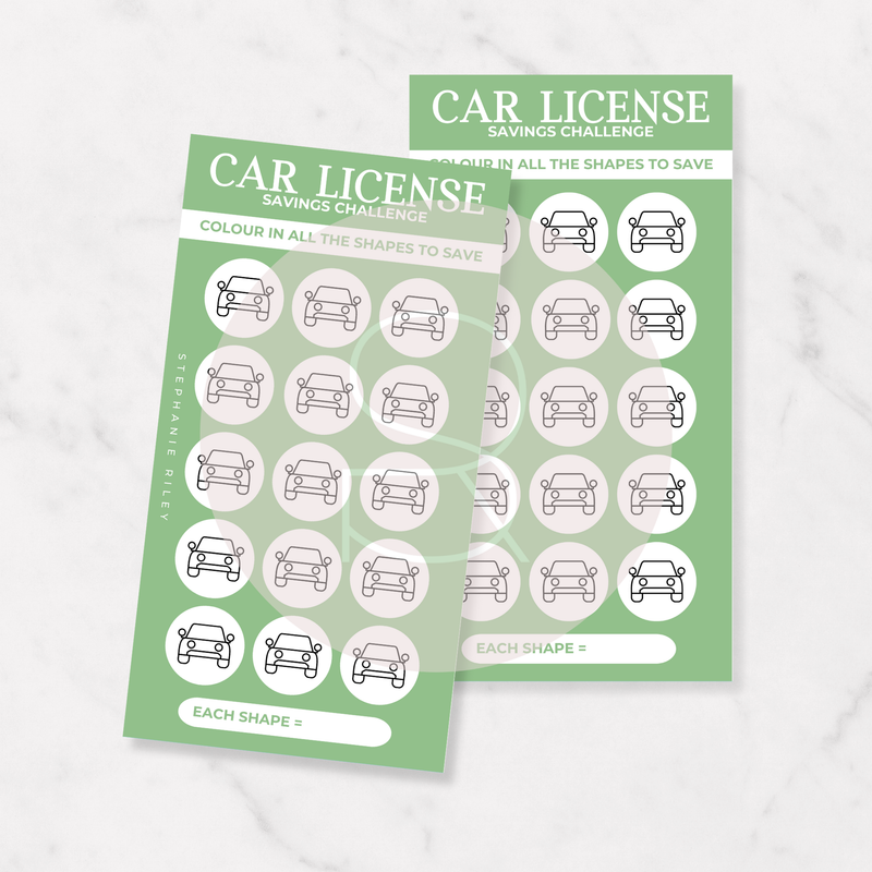 Car License Tracker | Savings Challenge