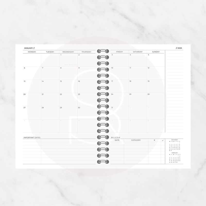 12 Month Weekly Planner | A5,A4