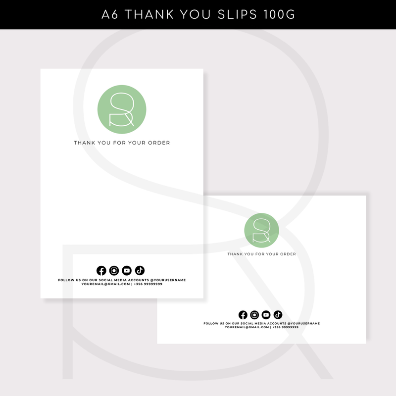 A6 Thank You Slips