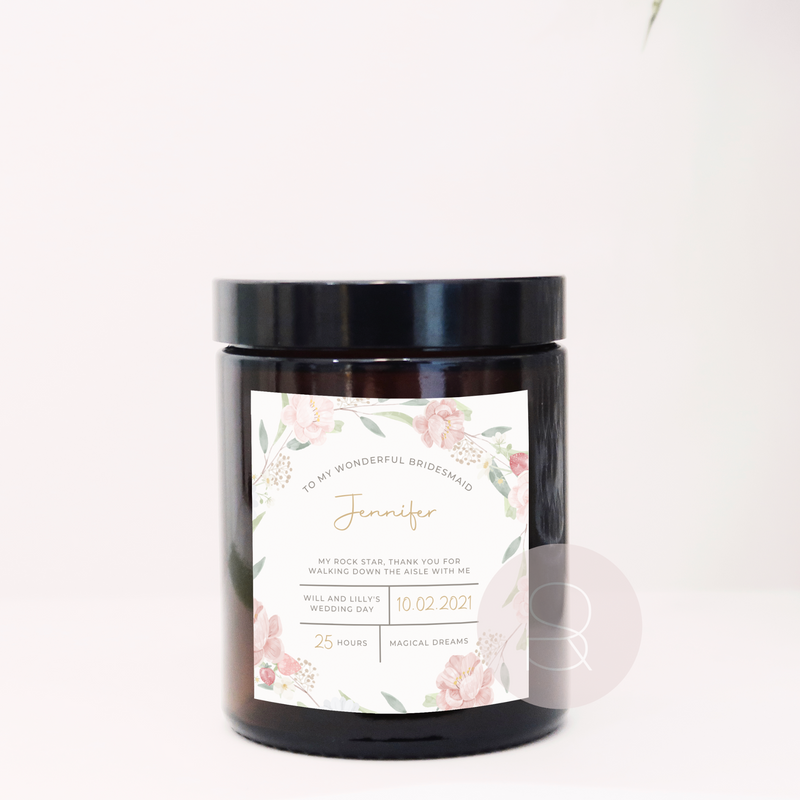 Bridesmaid Floral Personalised Candle